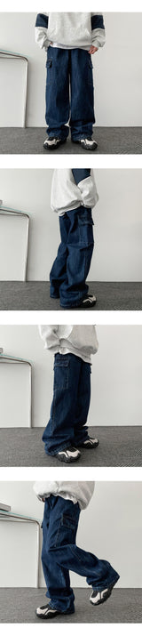 チャドスティッチセイントカーゴデニムワイドパンツ