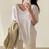 Uネックレイヤードインナー半袖Tシャツ