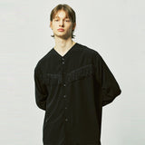 ウェスタンフリンジvネックカラーシャツ / western fringe v-collar shirts black