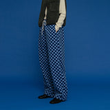 フリースチェッカーボードパンツ/FLEECE CHECKERBOARD PANTS_BLUE