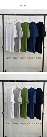 [BASIC ITEM] エコuネックハーフTシャツ(5color)