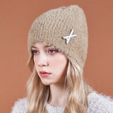 VA Brooch Soft Angora Beanie Camel