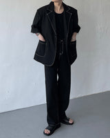 90's リネンデッキステッチオーバーサイズジャケット / 90's Linen Decki Stitch Oversized Jacket (2 colors)