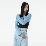 ライトウェイトクロップカーディガン / SKY BLUE LIGHT WEIGHT CROP CARDIGAN