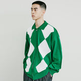 アーガイル2WAYジップアップポロカーディガン / ARGYLE 2WAY ZIP UP POLO GARDIGAN GREEN