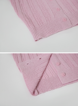 Hood Knit Short Sleeve Cardigan (4color)