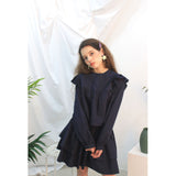 Floria shirring skirt (navy) (6656432767094)
