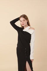 ツイストオフショルダーTシャツ