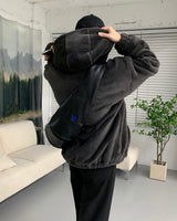 UI Mink Fur Hood Zip-Up Jumper (4 colors)