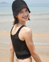 コットン ペーパー ニット バケットハット / COTTON PAPER KNIT BUCKETHAT BLACK