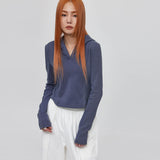 [MADE] Wafflerip Crop Hooded Long Sleeve T-shirt