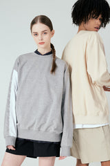 スリーブコントラストスウェットシャツT60/Sleeve Contrast Sweatshirt T60 Cream