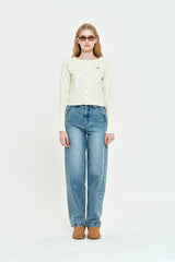 MONO CHERRY CROP CARDIGAN [IVORY]