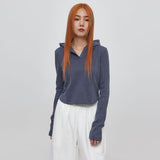 [MADE] Wafflerip Crop Hooded Long Sleeve T-shirt