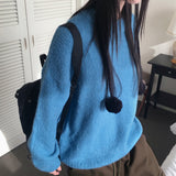 [Wool 10/6color] タムタムコージービビッドラウンドルーズフィット長袖ニット