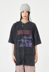 サウンドガーデンプリントクラックウォッシュTシャツ