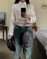 Lace crop shirts
