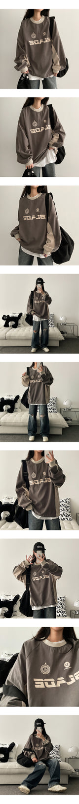 Bled Hem String Color Windbreaker Sweatshirt