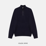 ローワーツイストセミジップアップニットウェア / Lower Twisted Semi-Zip-Up Knitwear (4 colors)