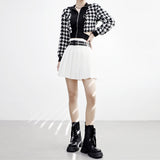 Monet Hound Checked Fur Jacket