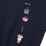 ウィティーバニーVネックスウェットシャツ／WITTY BUNNY V-NECK SWEATSHIRT [NAVY]