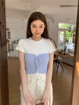 レイヤードニットチューブトップ / layered knit tube top