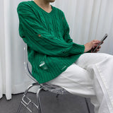 ツイストダメージニット/SK Twisted DAMAGE Knitwear (4 colors)