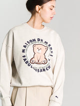 Women's Crop Little Bear Friends 3D Sweatshirt Oatmeal(FCD1TS202W)