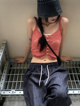 サリーボタンパンチングレイヤードニットノースリーブ / Sally button punching layered knit sleeveless