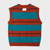 COZY STRIPE KNIT VEST (BRICK) (6627468542070)
