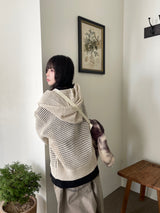 Hoshi mesh hooded knit zip-up