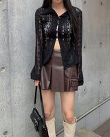 Leather cargo skirt pants