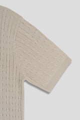 トッドケーブルジップアップ半袖襟付きニット / Tod Cable Zip-Up Short-Sleeved Collar Knitwear (8 colors)