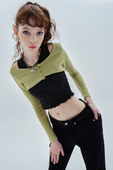 アンバランススリーブカーディガン / unbalance sleeve cardigan_green