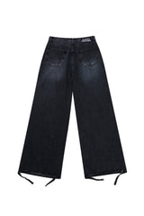 DESTROYED HEM WIDE DENIM_BLACK