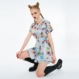スクエアネックラインワンピース / Square Neckline One-piece [Watercolor Flower]