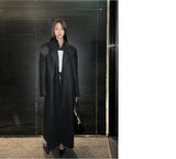 [UNISEX]ウールバックボタンマキシロングコート(ブラック)