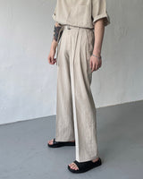 リネンベルトワイドスラックス / ECT linen belt wide slacks (4 colors)