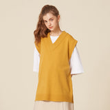 V NECK KNIT VEST_MUSTARD (6610810044534)