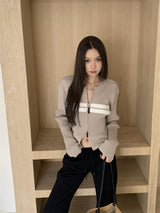 double zip knit cardigan