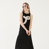 FRILL SLEEVELESS TOP (BLACK) (6579696992374)