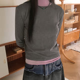 Nuei napping color combination layered polar long-sleeved T-shirt