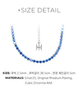 ブルーミニテニスネックレス/[S925] Blue Mini Tennis Necklace (white silver)