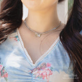 Silver Butterfly Chain Choker Necklace