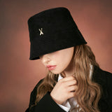 Corduroy stud drop bucket hat