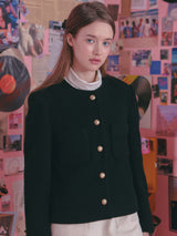 POCKET ROUND TWEED JACKET_BLACK (6612507721846)