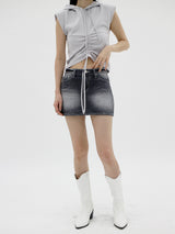 シャーリングスリーブレスフード / Shirring sleeveless hood (2color)