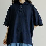 ハーフヘンリーネックシャツ / unisex half henlyneck shirts navy
