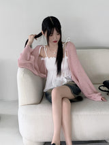 夏 ベーシック ストリング リボン クロップド ボレロ カーディガン/[6 colors] Honey Summer Basic String Ribbon Cropped Bolero Cardigan