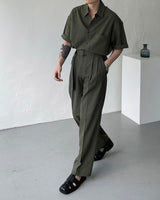 リネンショートスリーブボックスシャツ / ECT linen short-sleeved box shirt (4 colors)